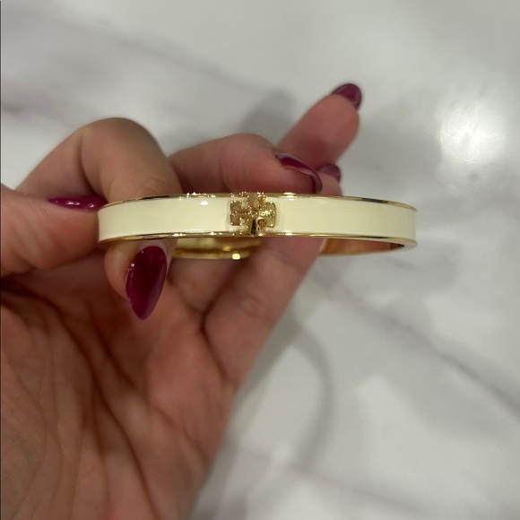 Tory Burch Accessories - Tory Burch Gold and Cream Bangle Bracelet